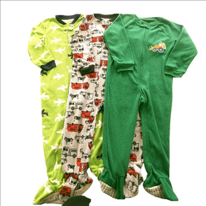 Set of Three Kids' Pajamas - Green and Multicolor Size 4T
